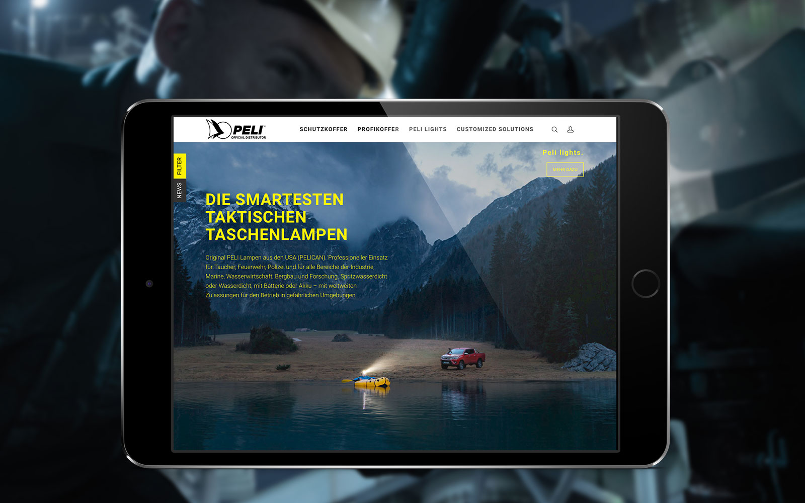 Peli Webseite auf Tablet