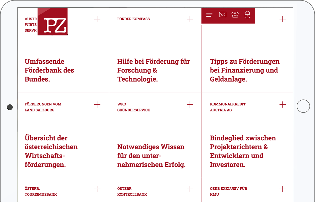 PZ Pucher Website auf Tablet